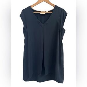 ANTHROPOLOGIE x Maeve Black Cutout Cap Sleeve Modal Ally Tunic Top Size M $98